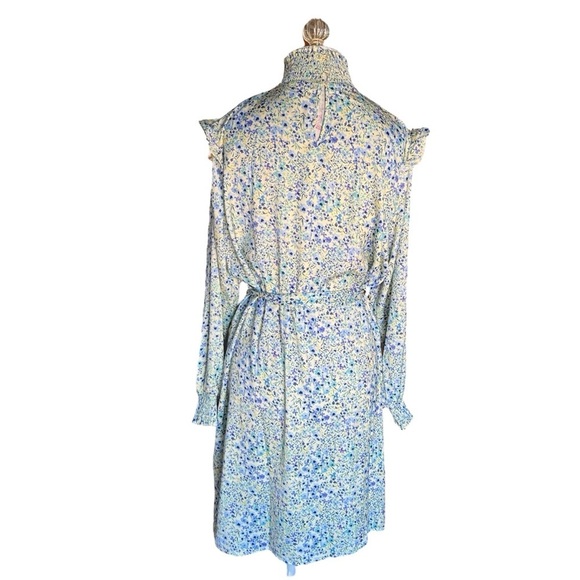 The All Dressed Up Mock Neck Dress Painted Floral in Slate & Powder Size M - Picture 3 of 16